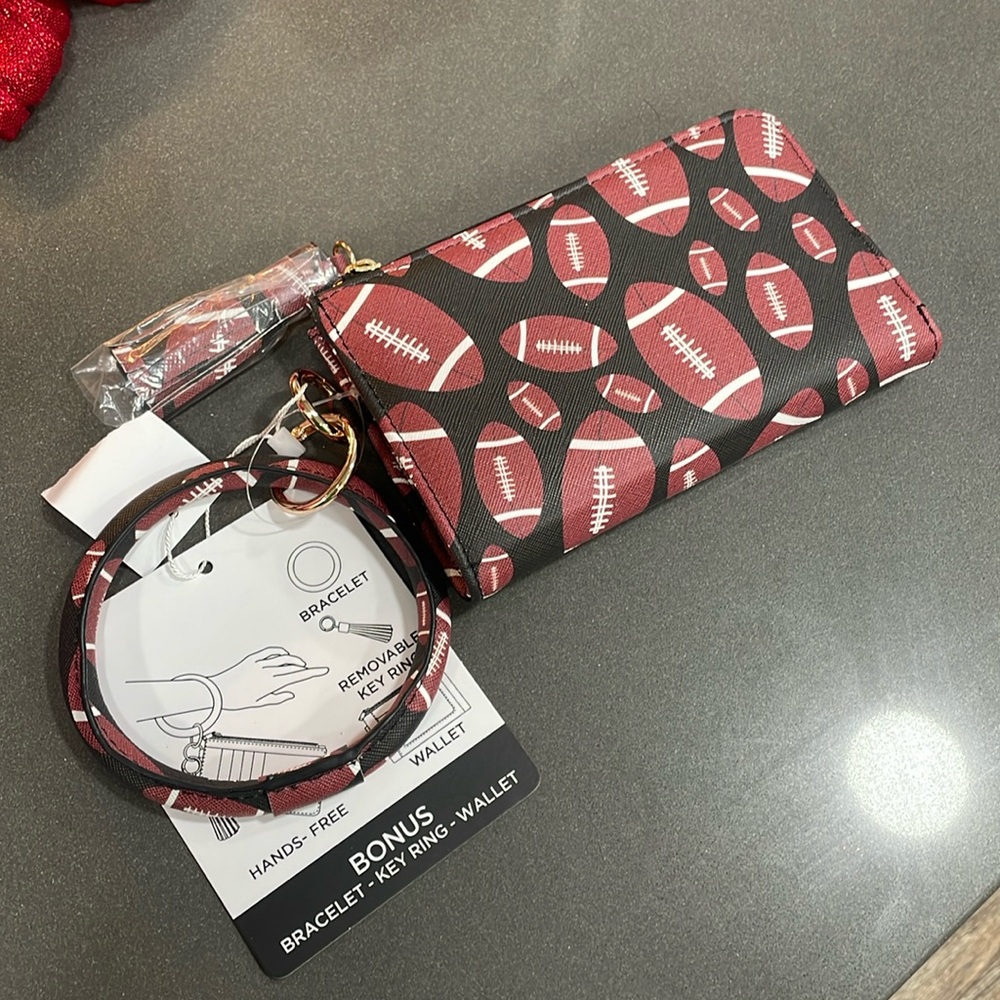 Football Bracelet - Key Ring- Wallet NWT
